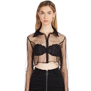 Danielle Guizio Sheer Black Blouse
